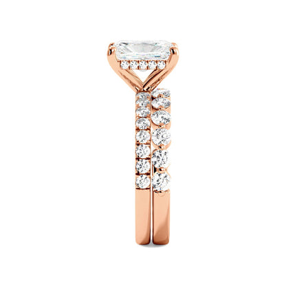 Radiant Engagement Ring with Floating Bubble Wedding Band