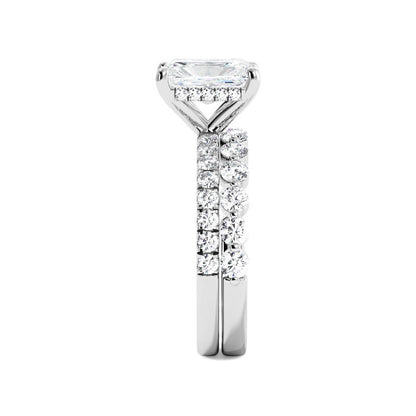 Radiant Engagement Ring with Floating Bubble Wedding Band