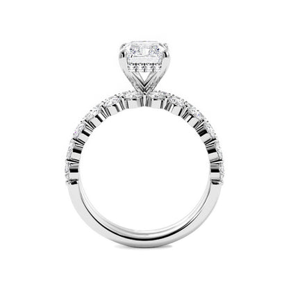 Radiant Engagement Ring with Floating Bubble Wedding Band