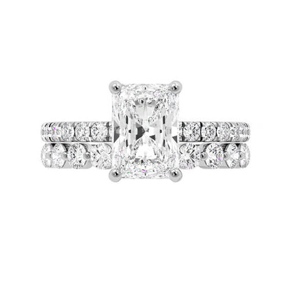 Radiant Engagement Ring with Floating Bubble Wedding Band