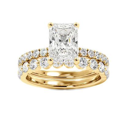 Radiant Engagement Ring with Floating Bubble Wedding Band