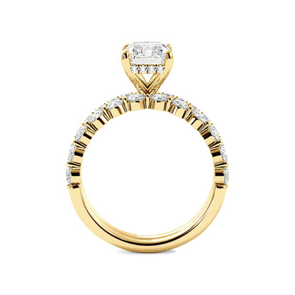 Radiant Engagement Ring with Floating Bubble Wedding Band