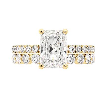 Radiant Engagement Ring with Floating Bubble Wedding Band
