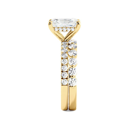 Radiant Engagement Ring with Floating Bubble Wedding Band