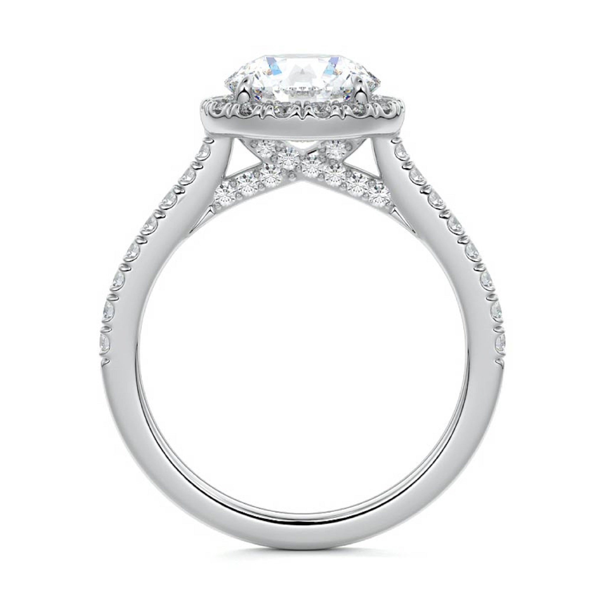 Brilliant Round Cut Moissanite Halo Engagement Ring