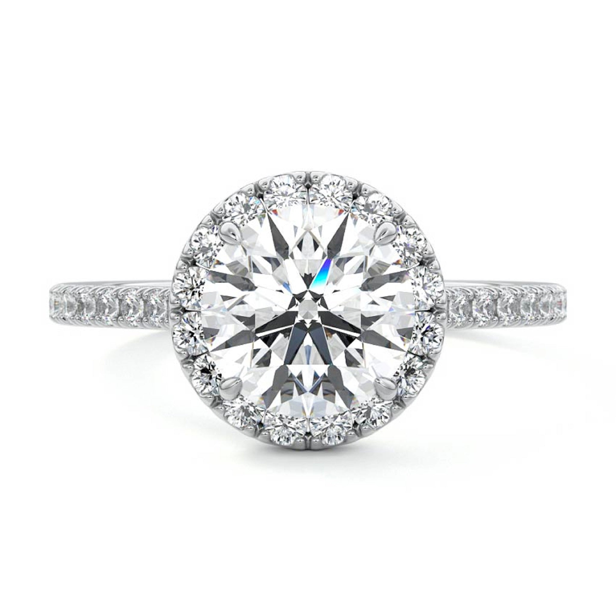 Brilliant Round Cut Moissanite Halo Engagement Ring