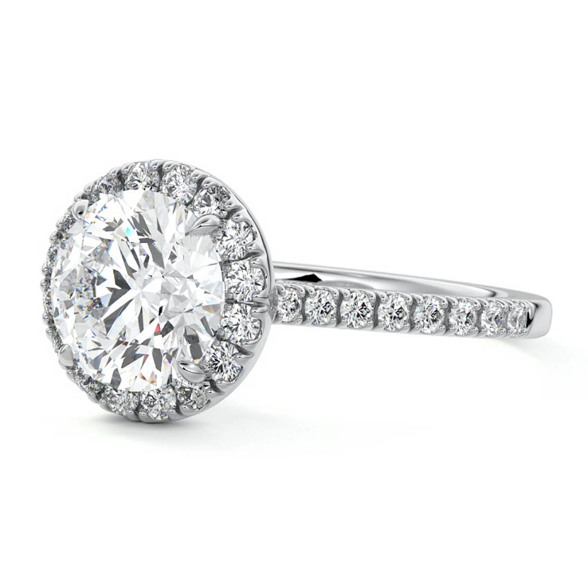 Brilliant Round Cut Moissanite Halo Engagement Ring