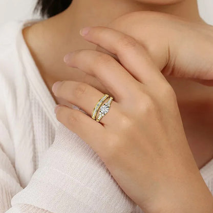 Vintage Inspired Moissanite Bridal Wedding Ring Set