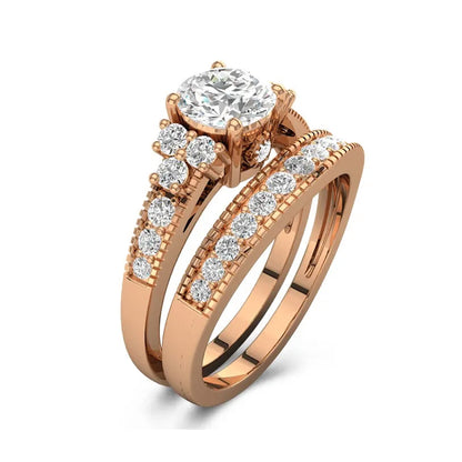 Vintage Inspired Moissanite Bridal Wedding Ring Set