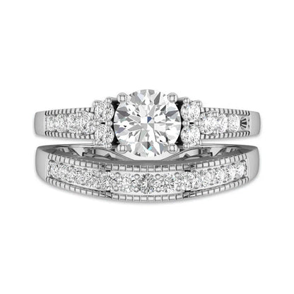 Vintage Inspired Moissanite Bridal Wedding Ring Set