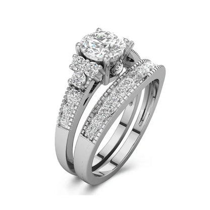 Vintage Inspired Moissanite Bridal Wedding Ring Set