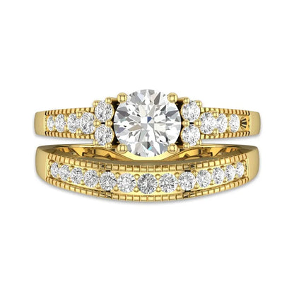 Vintage Inspired Moissanite Bridal Wedding Ring Set