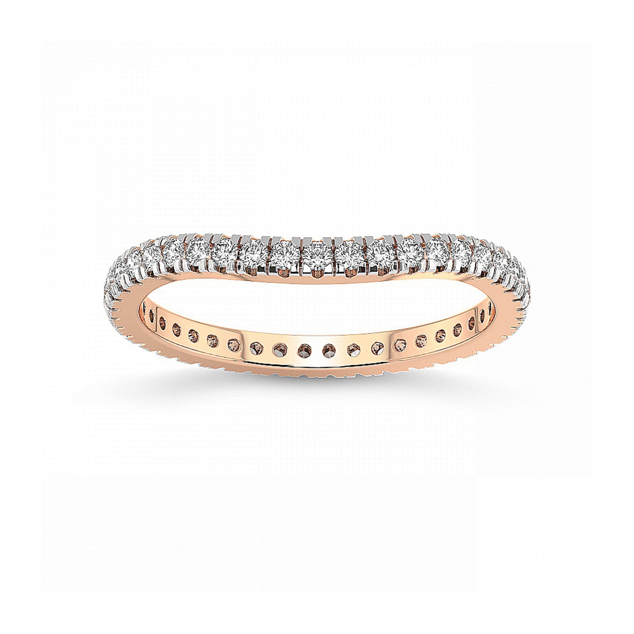 Round Diamond Curved Wedding Ring