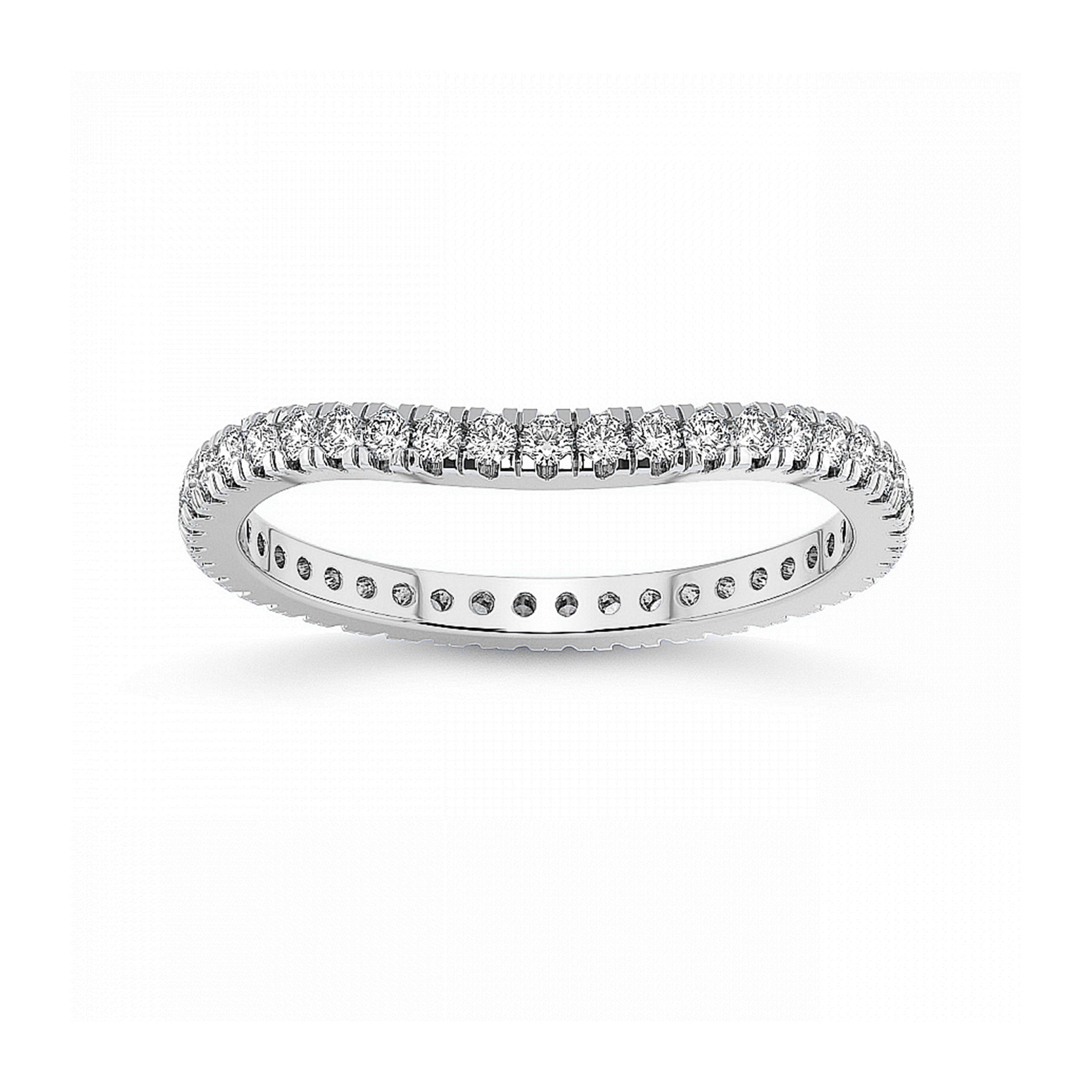 Round Diamond Curved Wedding Ring
