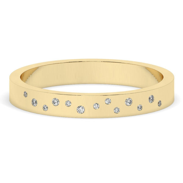 Randomly Scattered Flush Set Diamond Wedding Band