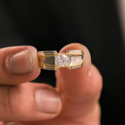 Single Round Diamond Mens Engagement Ring