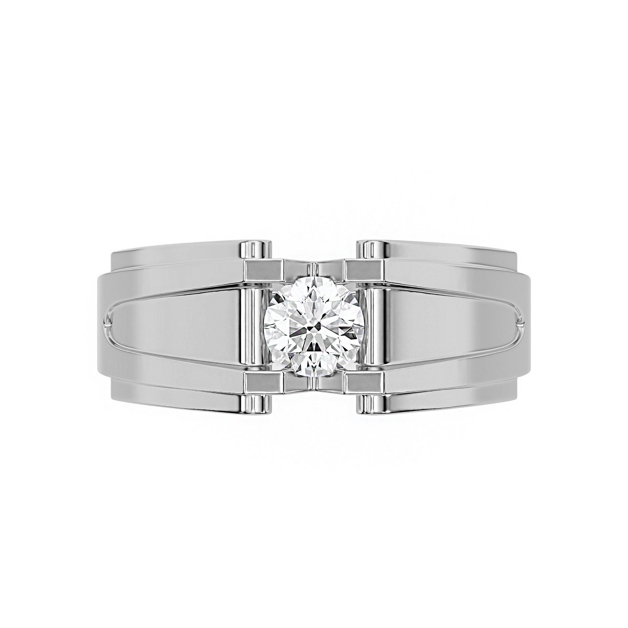 Single Round Diamond Mens Engagement Ring