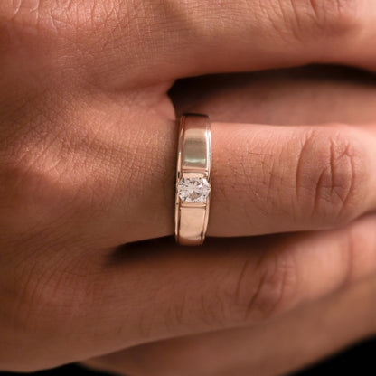 Classic Solitaire Round Mens Diamond Ring