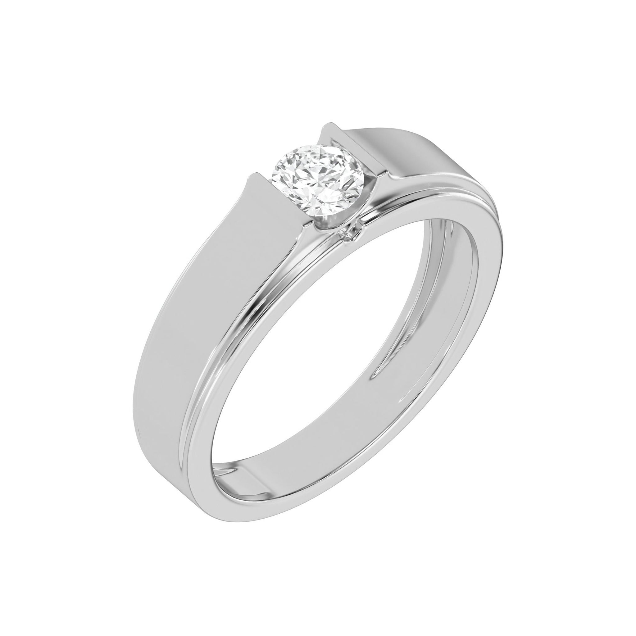 Classic Solitaire Round Mens Diamond Ring