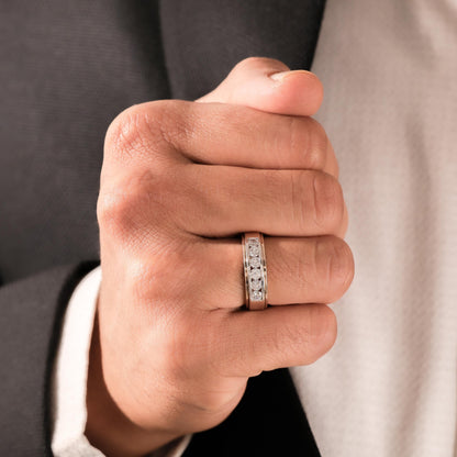Six Stone Classic Mens Moissanite Diamond Wedding Ring