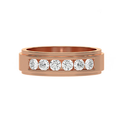 Six Stone Classic Mens Moissanite Diamond Wedding Ring