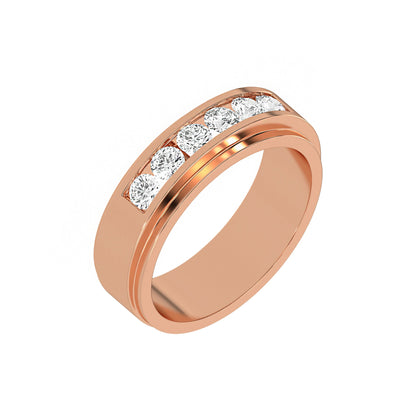 Six Stone Classic Mens Moissanite Diamond Wedding Ring