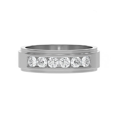Six Stone Classic Mens Moissanite Diamond Wedding Ring
