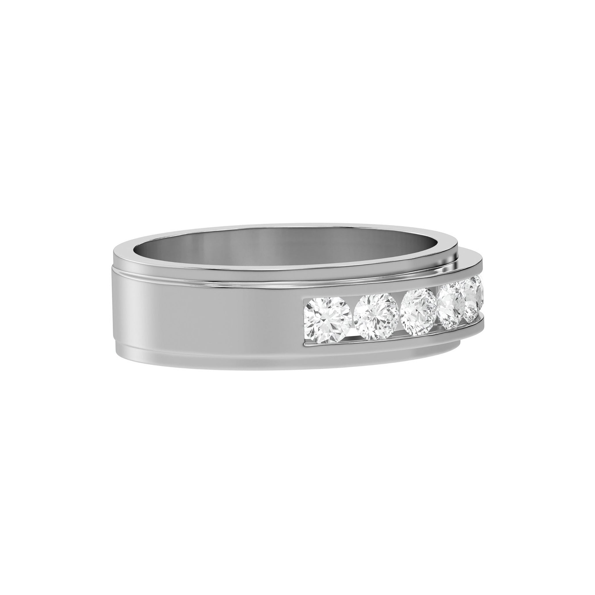 Six Stone Classic Mens Moissanite Diamond Wedding Ring