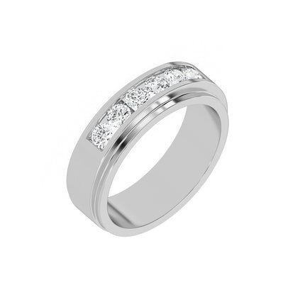 Six Stone Classic Mens Moissanite Diamond Wedding Ring