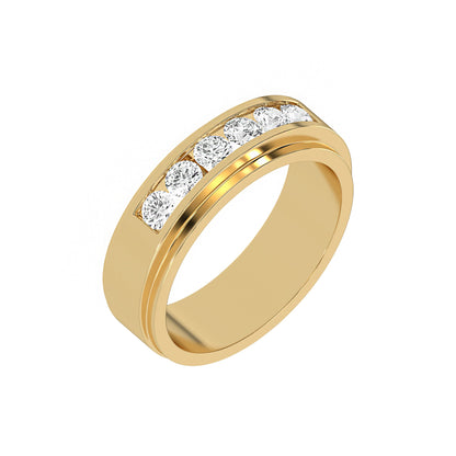 Six Stone Classic Mens Moissanite Diamond Wedding Ring