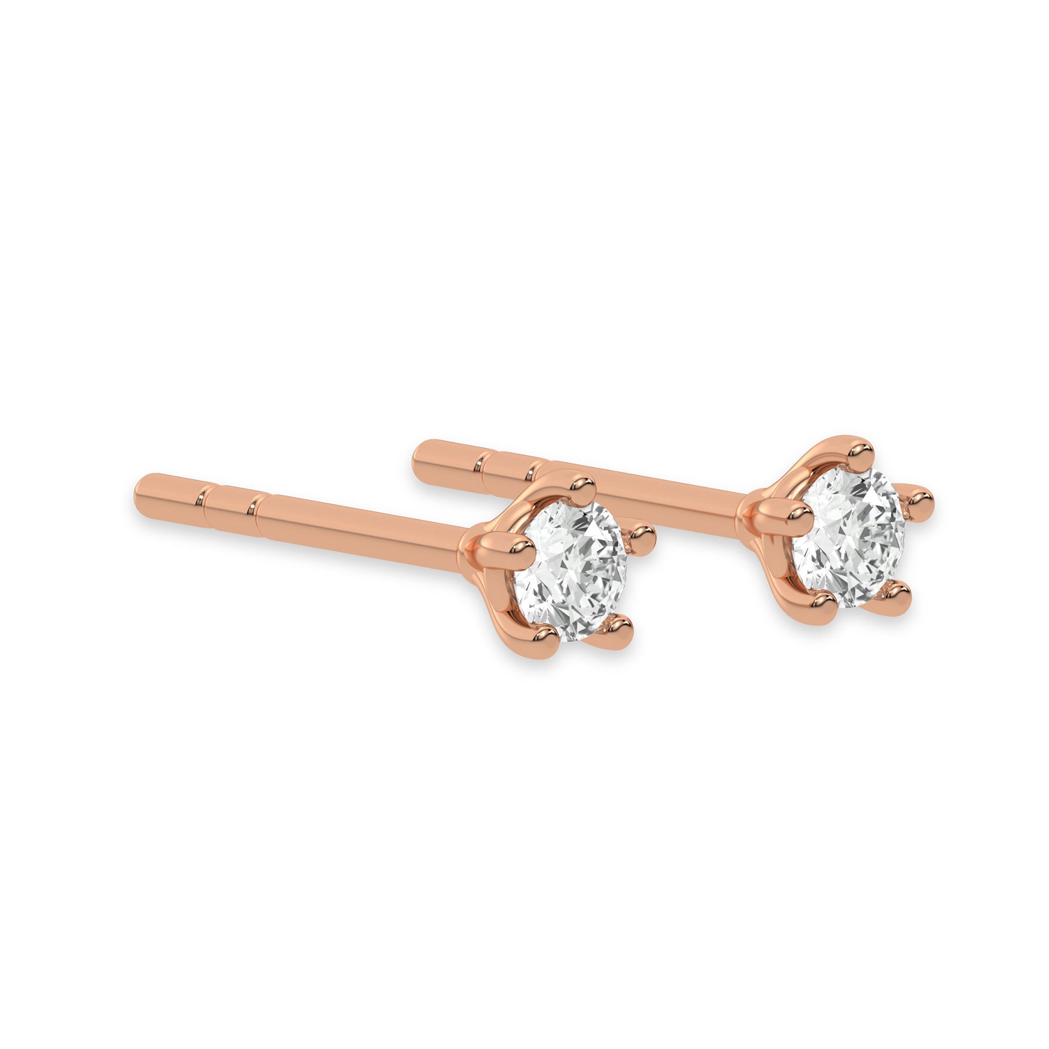 Dainty Round Diamond Stud Earrings 3.50 MM