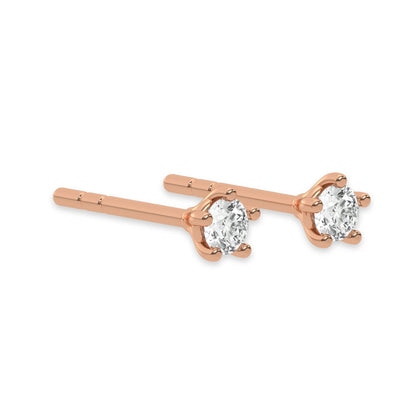 Dainty Round Diamond Stud Earrings 3.50 MM