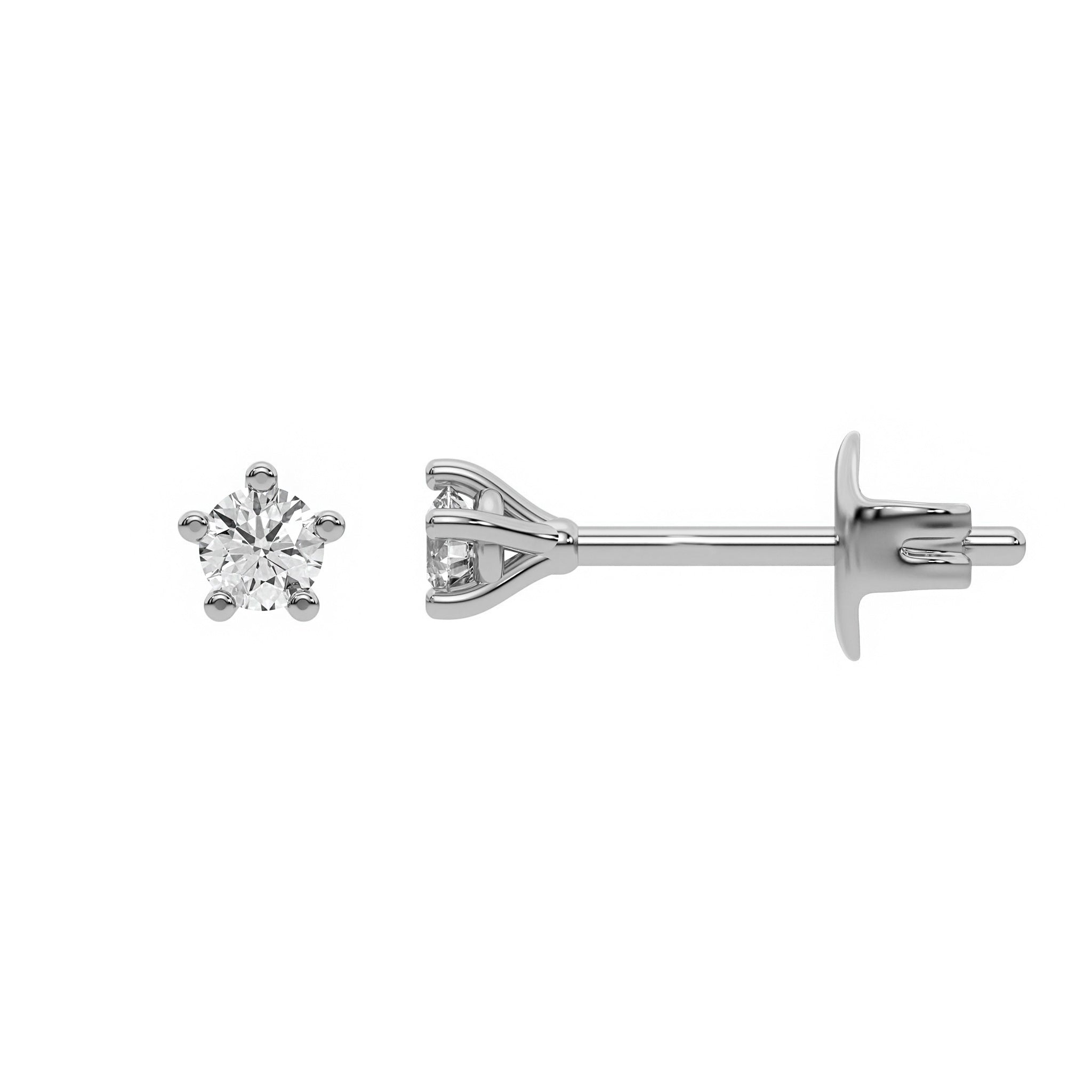 Dainty Round Diamond Stud Earrings 3.50 MM