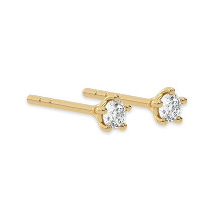 Dainty Round Diamond Stud Earrings 3.50 MM