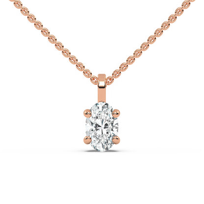 Delicate Oval Diamond Solitaire Womens Necklace