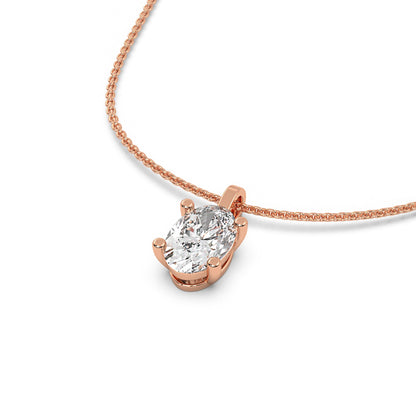 Delicate Oval Diamond Solitaire Womens Necklace