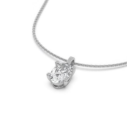 Delicate Oval Diamond Solitaire Womens Necklace