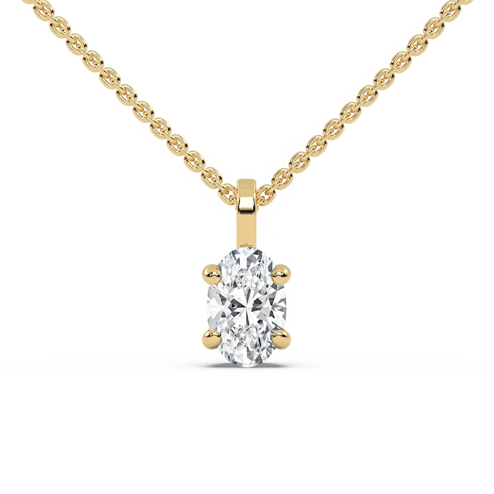 Delicate Oval Diamond Solitaire Womens Necklace