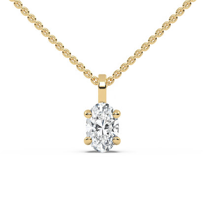 Delicate Oval Diamond Solitaire Womens Necklace