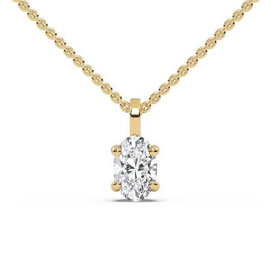 Delicate Oval Diamond Solitaire Womens Necklace