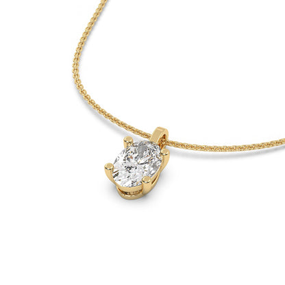 Delicate Oval Diamond Solitaire Womens Necklace