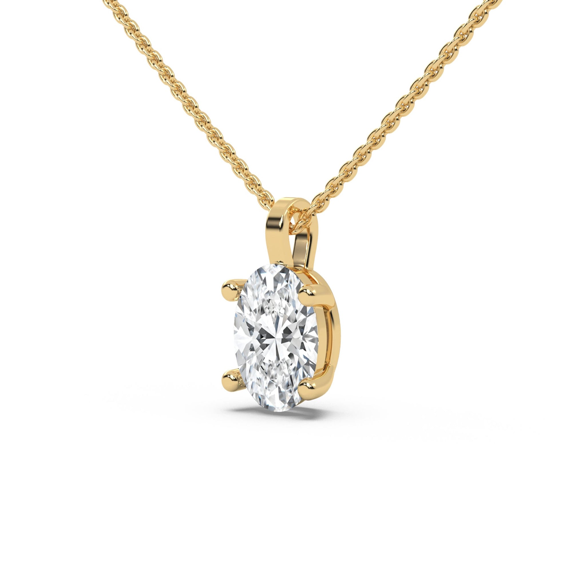 Delicate Oval Diamond Solitaire Womens Necklace