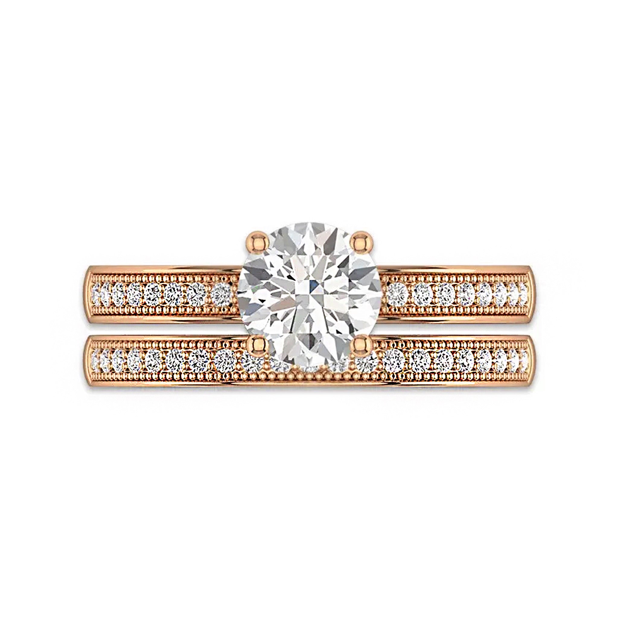 Solitaire Accents Round Moissanite Bridal Ring Set