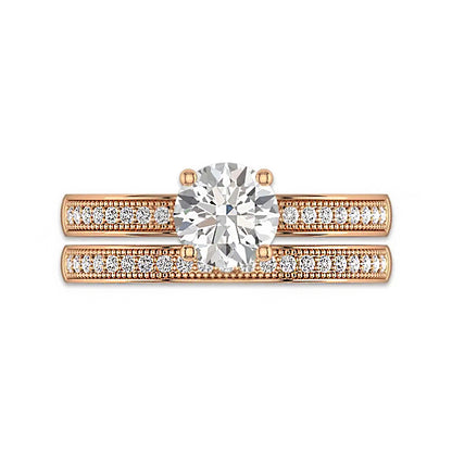 Solitaire Accents Round Moissanite Bridal Ring Set