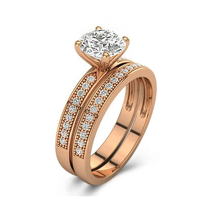 Solitaire Accents Round Moissanite Bridal Ring Set