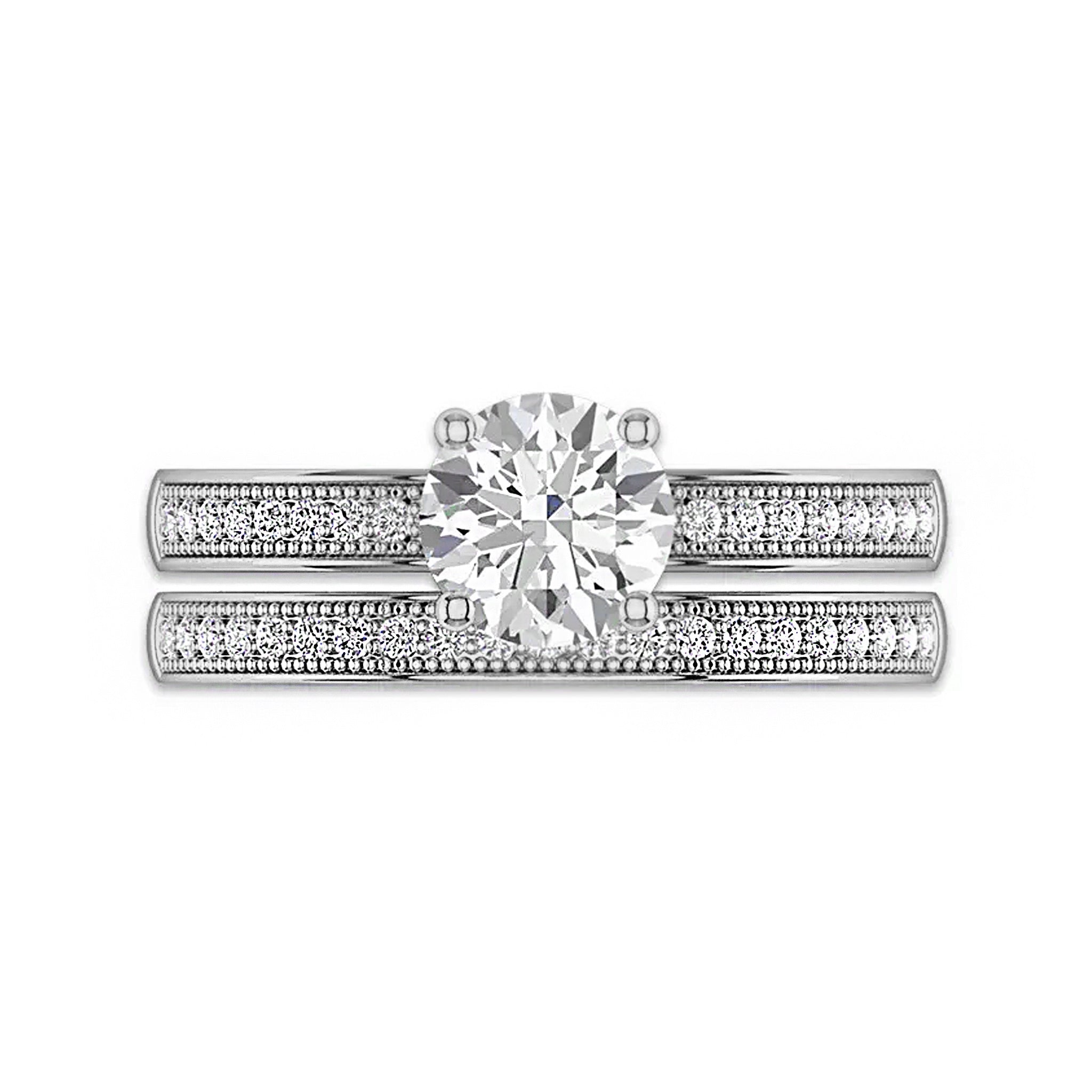 Solitaire Accents Round Moissanite Bridal Ring Set
