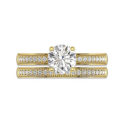 Solitaire Accents Round Moissanite Bridal Ring Set