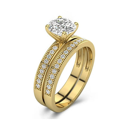 Solitaire Accents Round Moissanite Bridal Ring Set
