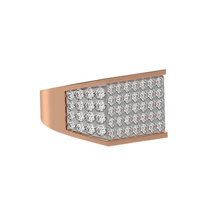 Round Pave Diamond Mens Gold Signet Ring