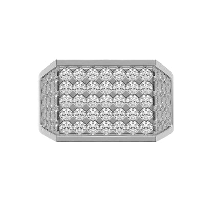 Round Pave Diamond Mens Gold Signet Ring